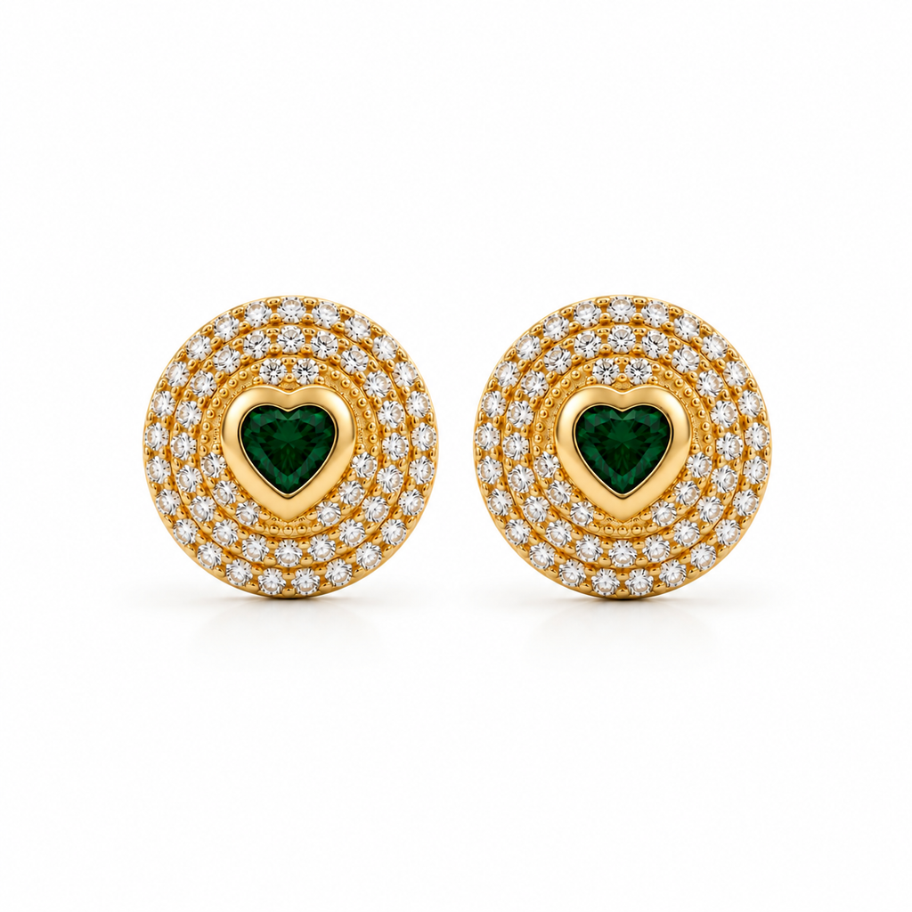 Brinco Dourado Zircônia Verde