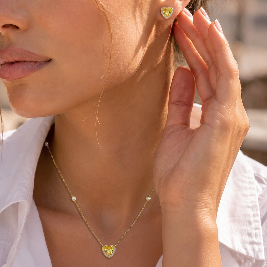 Conjunto Corações Yellow Dourado