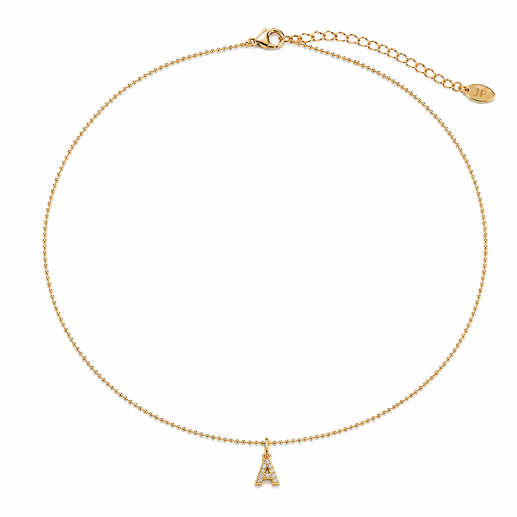 Choker Colar de Inicial Cravejada com Zircônias Banhado a Ouro 18k