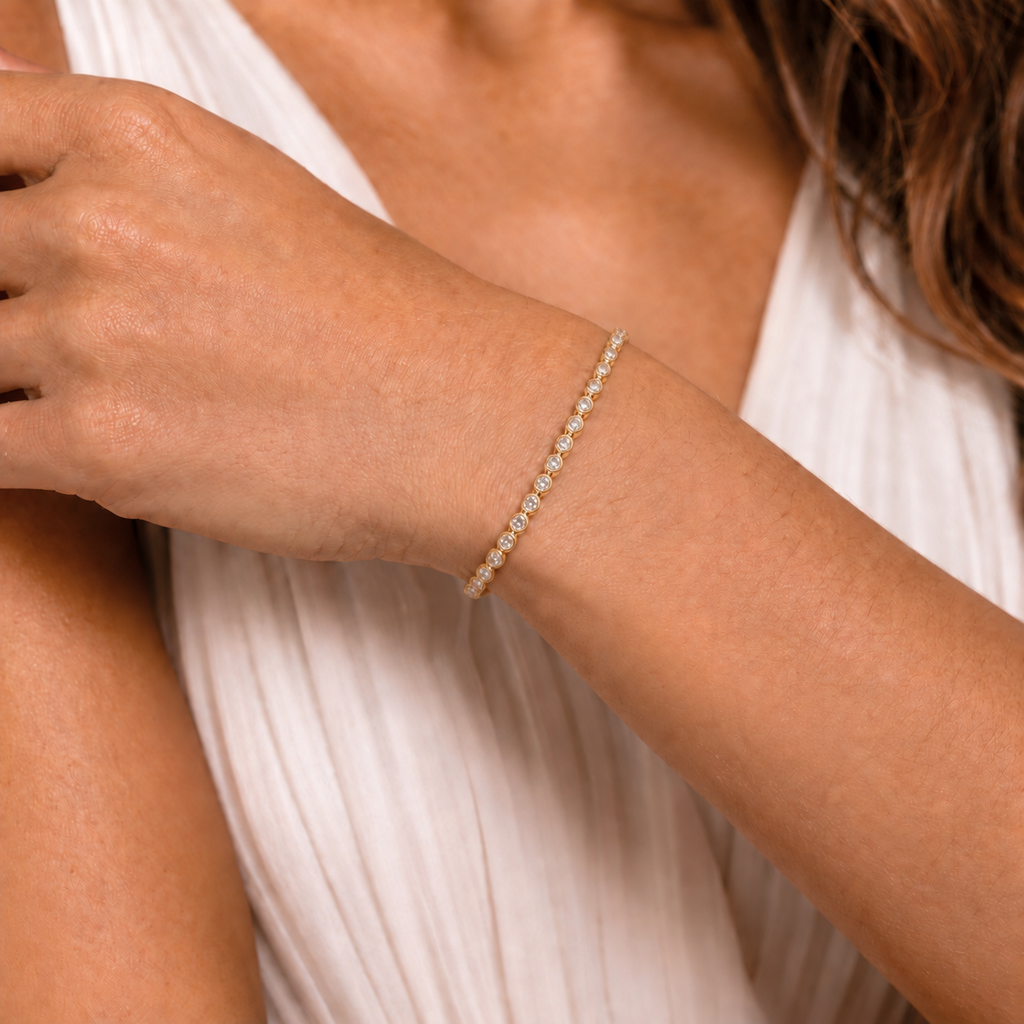 Pulseira Riviera Cristais Dourado